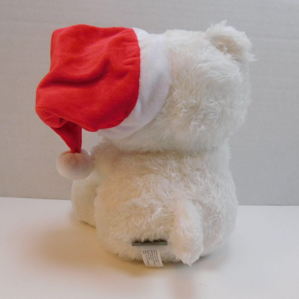 Hallmark Christmas Plush Teddy Bear Santa Hat Holding Starlight Peppermint Candy - Picture 4 of 7